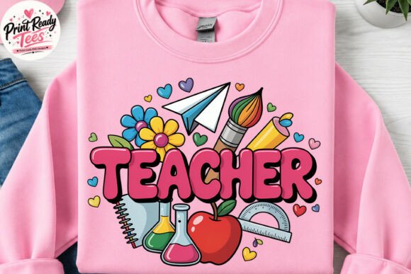 Colorful Teacher Sublimation PNG for Creative Projects