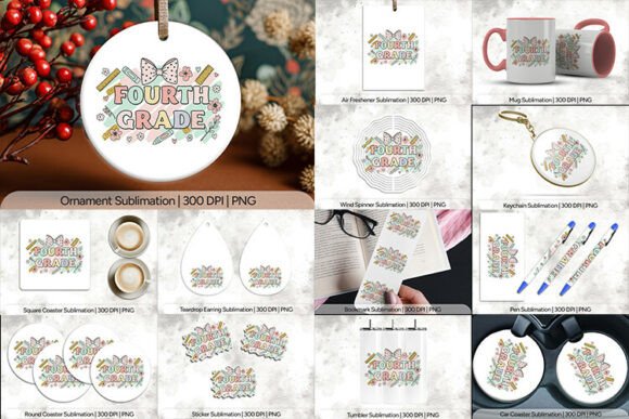 Fourth Grade Floral Bow Sublimation PNG: A Complete Design Kit for Modern Creators