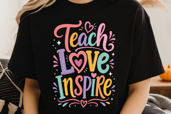 Teach Love Inspire Shirt PNG: A Vibrant Design for Educators